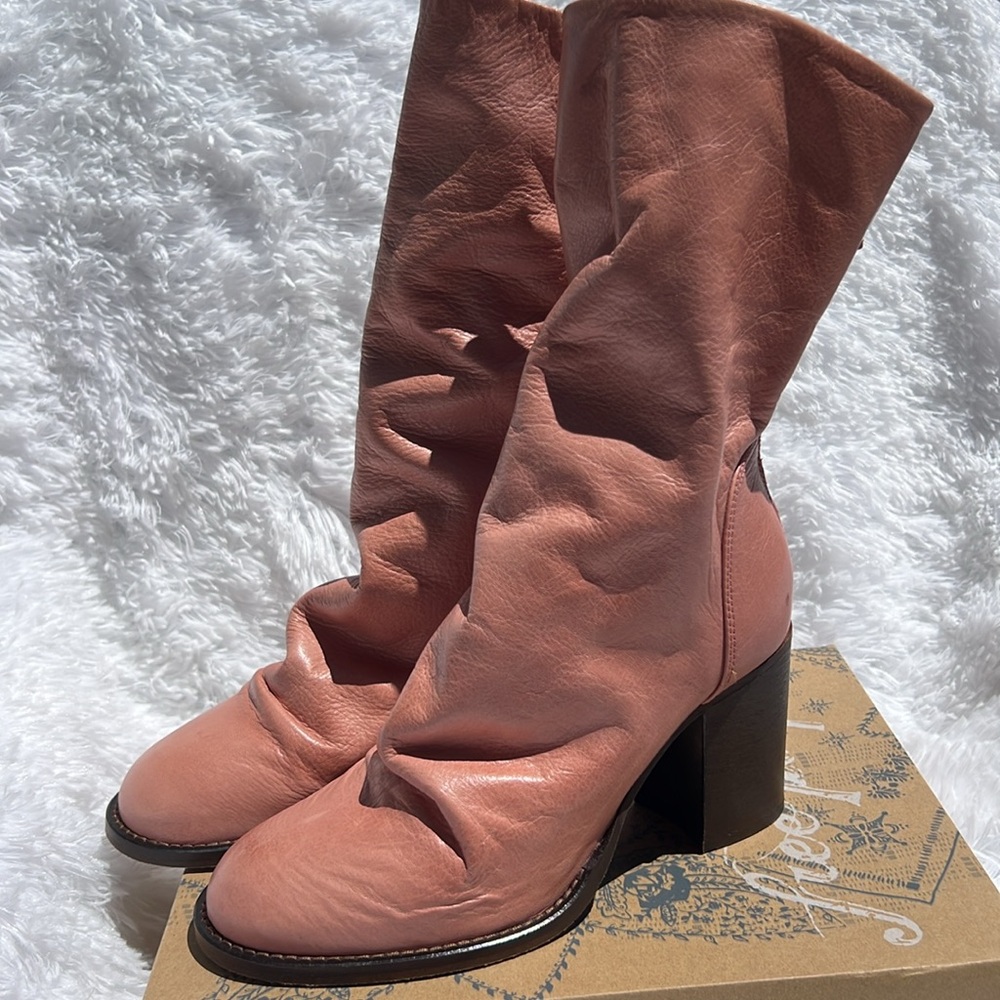 Free People Elle block heel boot sunset sand,l pink - Picture 6 of 13